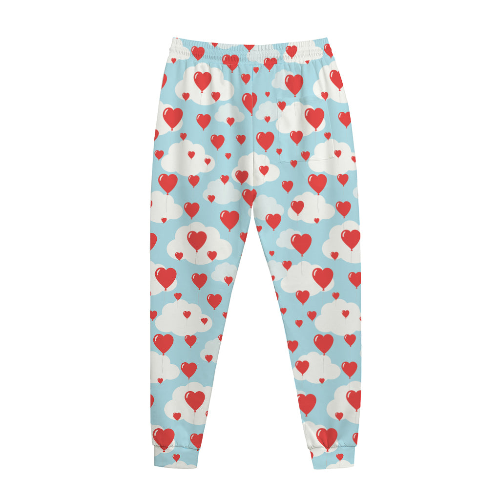 Red Heart Balloon Pattern Print Jogger Pants