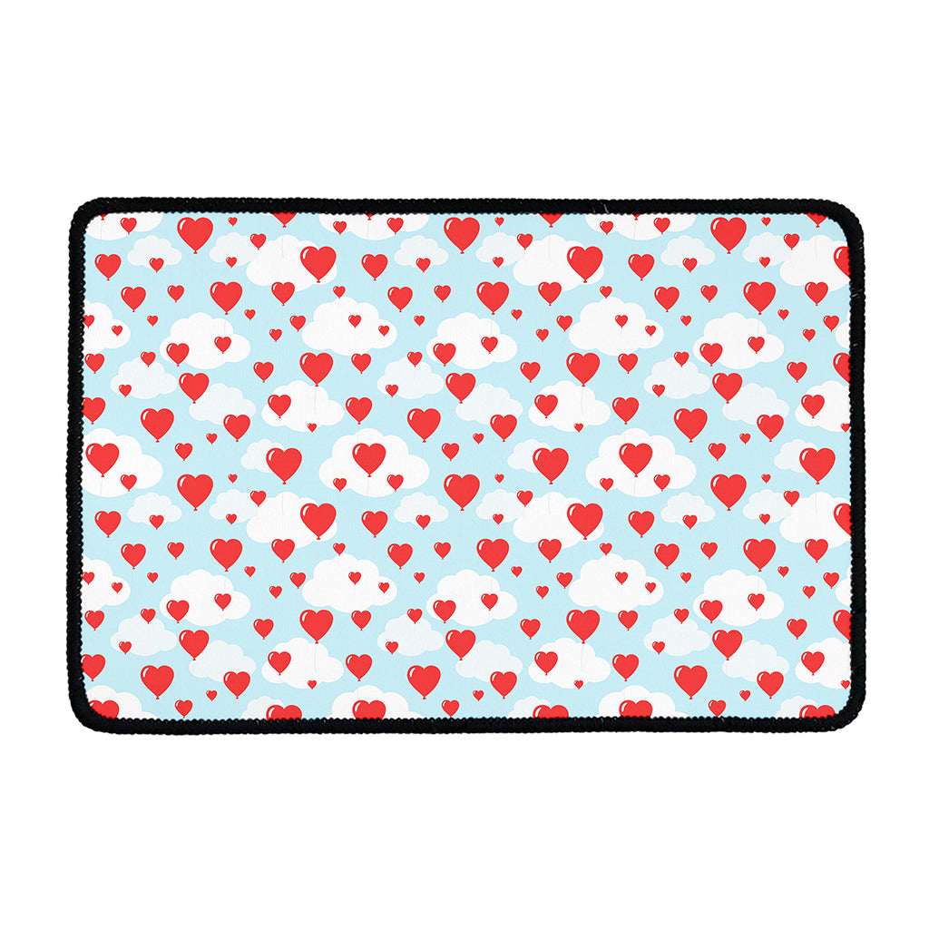 Red Heart Balloon Pattern Print Kitchen Mat