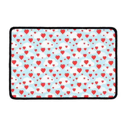 Red Heart Balloon Pattern Print Kitchen Mat