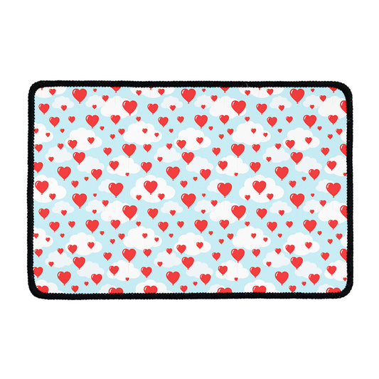 Red Heart Balloon Pattern Print Kitchen Mat