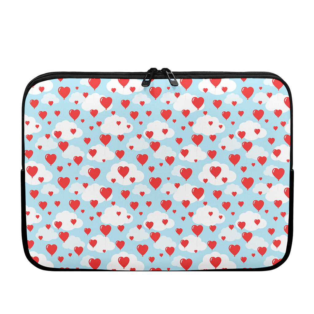 Red Heart Balloon Pattern Print Laptop Sleeve