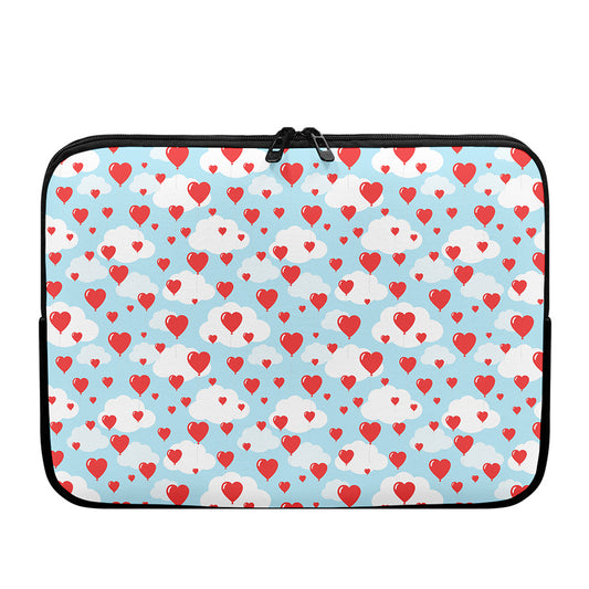 Red Heart Balloon Pattern Print Laptop Sleeve