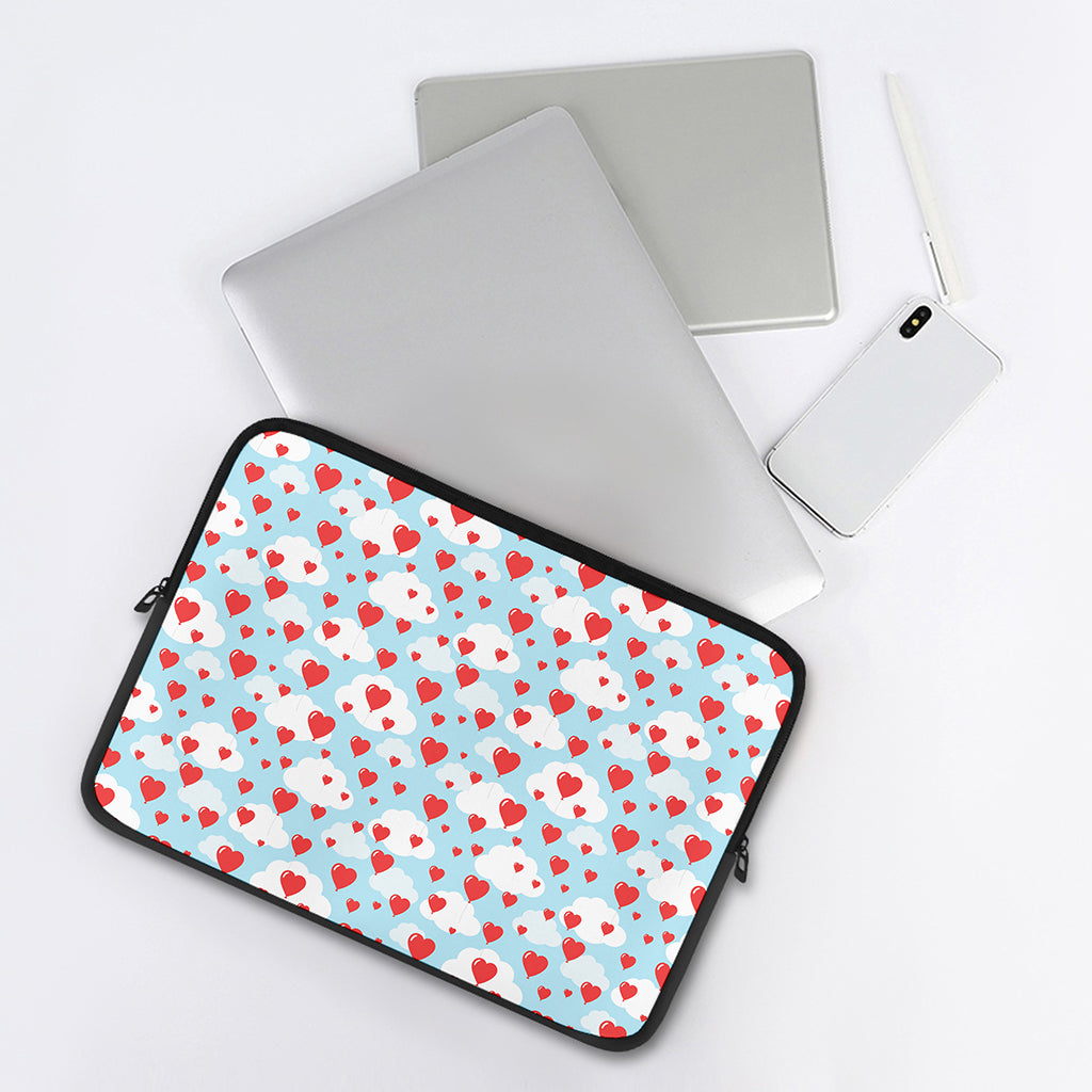 Red Heart Balloon Pattern Print Laptop Sleeve