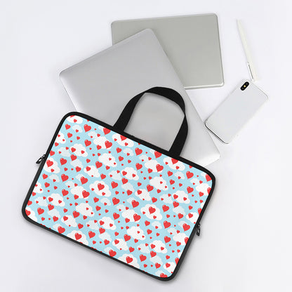 Red Heart Balloon Pattern Print Laptop Sleeve With Handle
