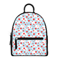 Red Heart Balloon Pattern Print Leather Backpack