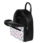 Red Heart Balloon Pattern Print Leather Backpack