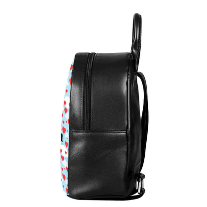 Red Heart Balloon Pattern Print Leather Backpack