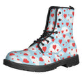 Red Heart Balloon Pattern Print Lace-Up Boots