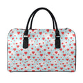 Red Heart Balloon Pattern Print Leather Duffel Bag