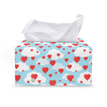 Red Heart Balloon Pattern Print Leather Tissue Box Cover