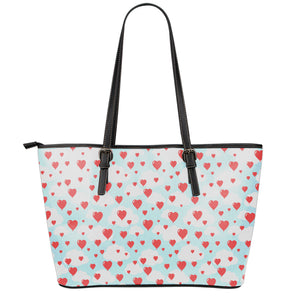 Red Heart Balloon Pattern Print Leather Tote Bag