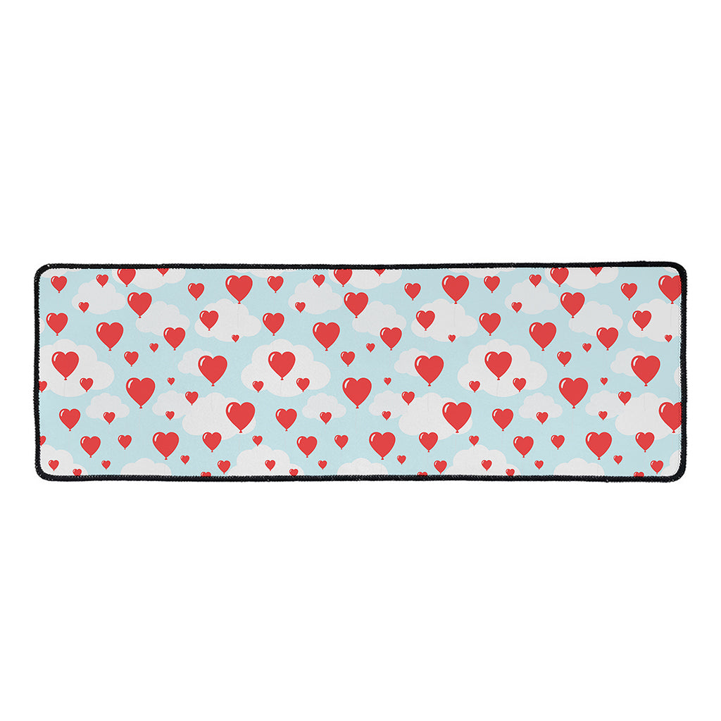 Red Heart Balloon Pattern Print Long Kitchen Mat