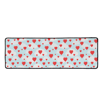 Red Heart Balloon Pattern Print Long Kitchen Mat