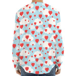 Red Heart Balloon Pattern Print Long Sleeve Baseball Jersey