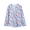 Red Heart Balloon Pattern Print Long Sleeve Short Coat