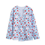 Red Heart Balloon Pattern Print Long Sleeve Short Coat