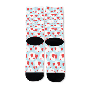 Red Heart Balloon Pattern Print Long Socks