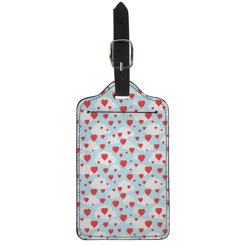 Red Heart Balloon Pattern Print Luggage Tag