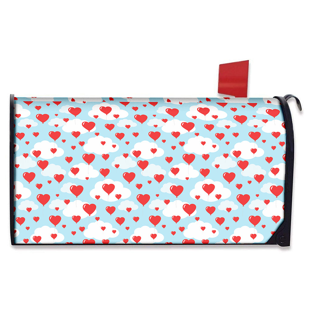 Red Heart Balloon Pattern Print Mailbox Cover