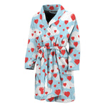 Red Heart Balloon Pattern Print Men's Bathrobe