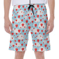 Red Heart Balloon Pattern Print Men's Beach Shorts
