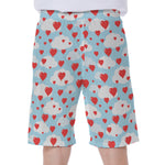 Red Heart Balloon Pattern Print Men's Beach Shorts