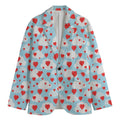 Red Heart Balloon Pattern Print Men's Blazer