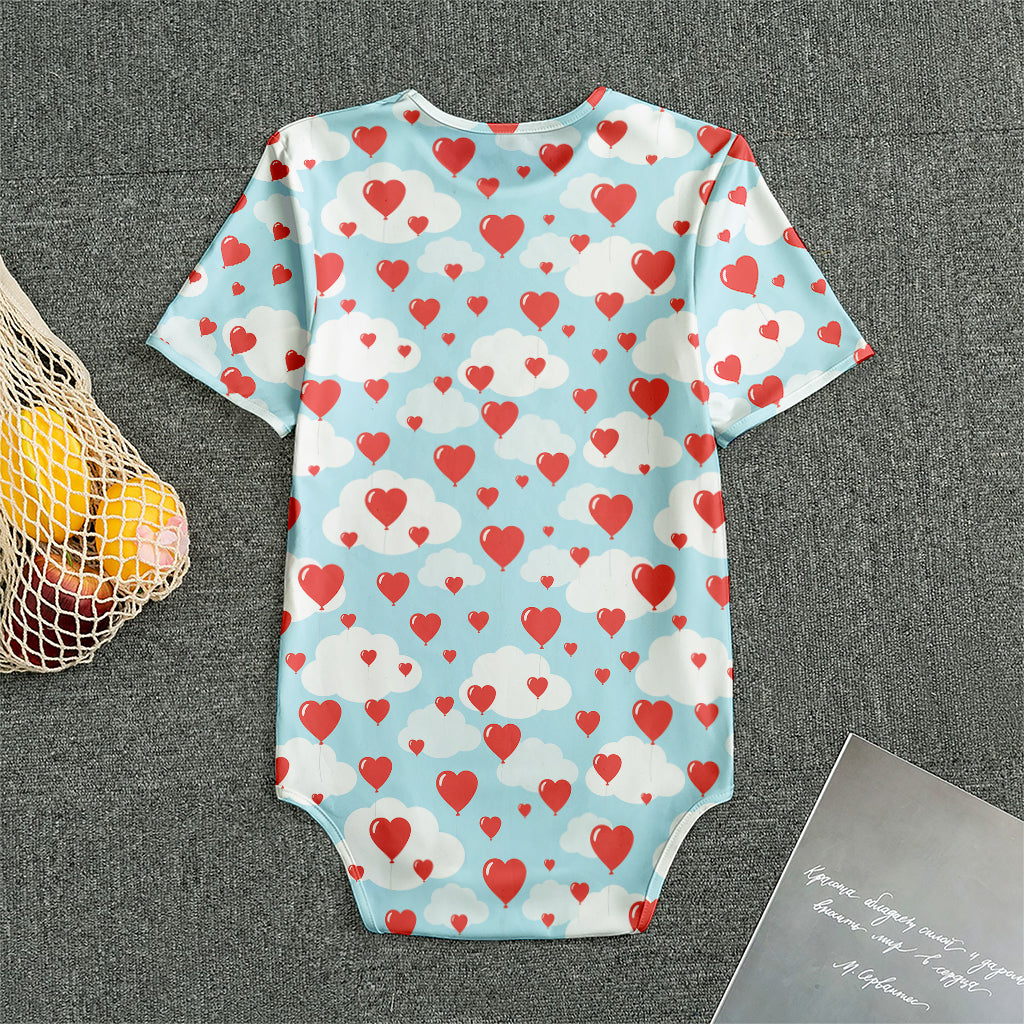 Red Heart Balloon Pattern Print Men's Bodysuit