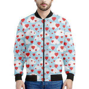 Red Heart Balloon Pattern Print Men's Bomber Jacket