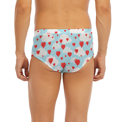 Red Heart Balloon Pattern Print Men's Briefs
