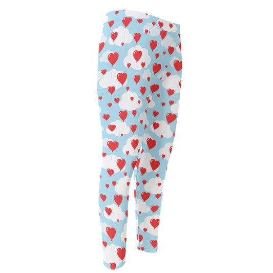 Red Heart Balloon Pattern Print Men's Compression Pants