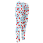 Red Heart Balloon Pattern Print Men's Compression Pants