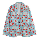 Red Heart Balloon Pattern Print Men's Cotton Blazer