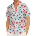 Red Heart Balloon Pattern Print Men's Deep V-Neck Shirt