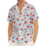 Red Heart Balloon Pattern Print Men's Deep V-Neck Shirt