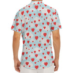 Red Heart Balloon Pattern Print Men's Deep V-Neck Shirt