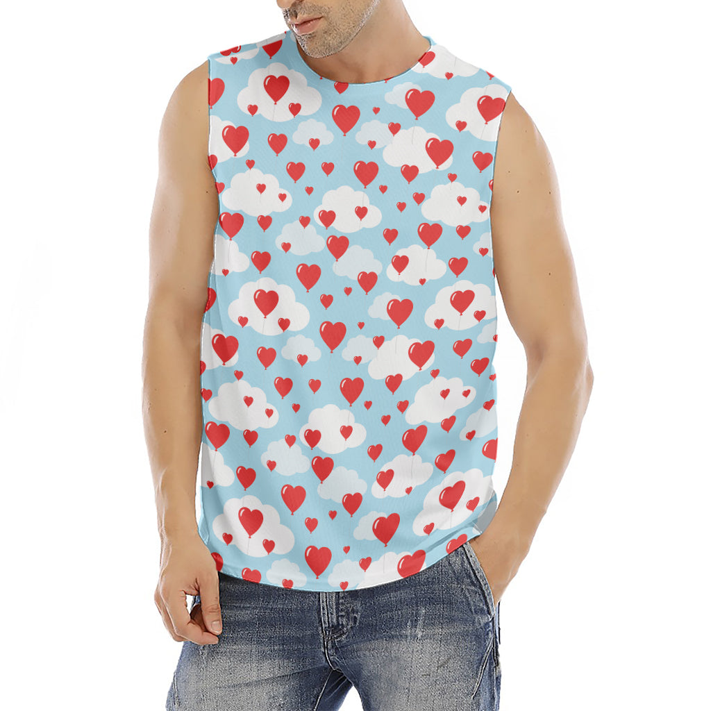 Red Heart Balloon Pattern Print Men's Fitness Tank Top