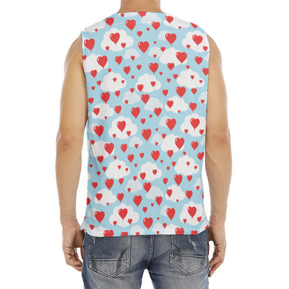 Red Heart Balloon Pattern Print Men's Fitness Tank Top