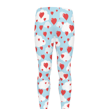 Red Heart Balloon Pattern Print Men's leggings