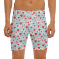 Red Heart Balloon Pattern Print Men's Long Boxer Briefs