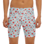Red Heart Balloon Pattern Print Men's Long Boxer Briefs