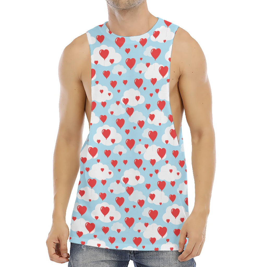 Red Heart Balloon Pattern Print Men's Muscle Tank Top