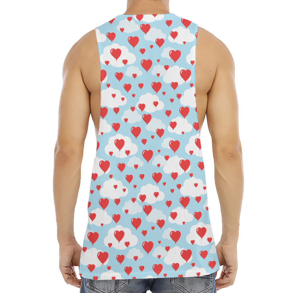 Red Heart Balloon Pattern Print Men's Muscle Tank Top