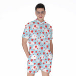 Red Heart Balloon Pattern Print Men's Rompers