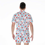 Red Heart Balloon Pattern Print Men's Rompers
