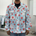 Red Heart Balloon Pattern Print Men's Shirt Jacket