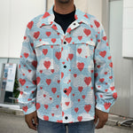Red Heart Balloon Pattern Print Men's Shirt Jacket