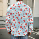 Red Heart Balloon Pattern Print Men's Shirt Jacket