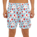 Red Heart Balloon Pattern Print Men's Split Running Shorts