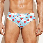 Red Heart Balloon Pattern Print Men's Swim Briefs